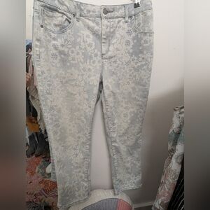 Chico's Platinum  Lace Printed Jeans